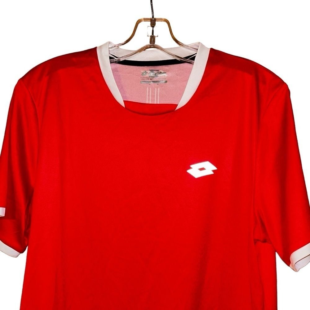 Lotto Italian Sport Women's Workout Tee Shirt‎ XL Soccer Training Red Orange - Picture 2 of 10